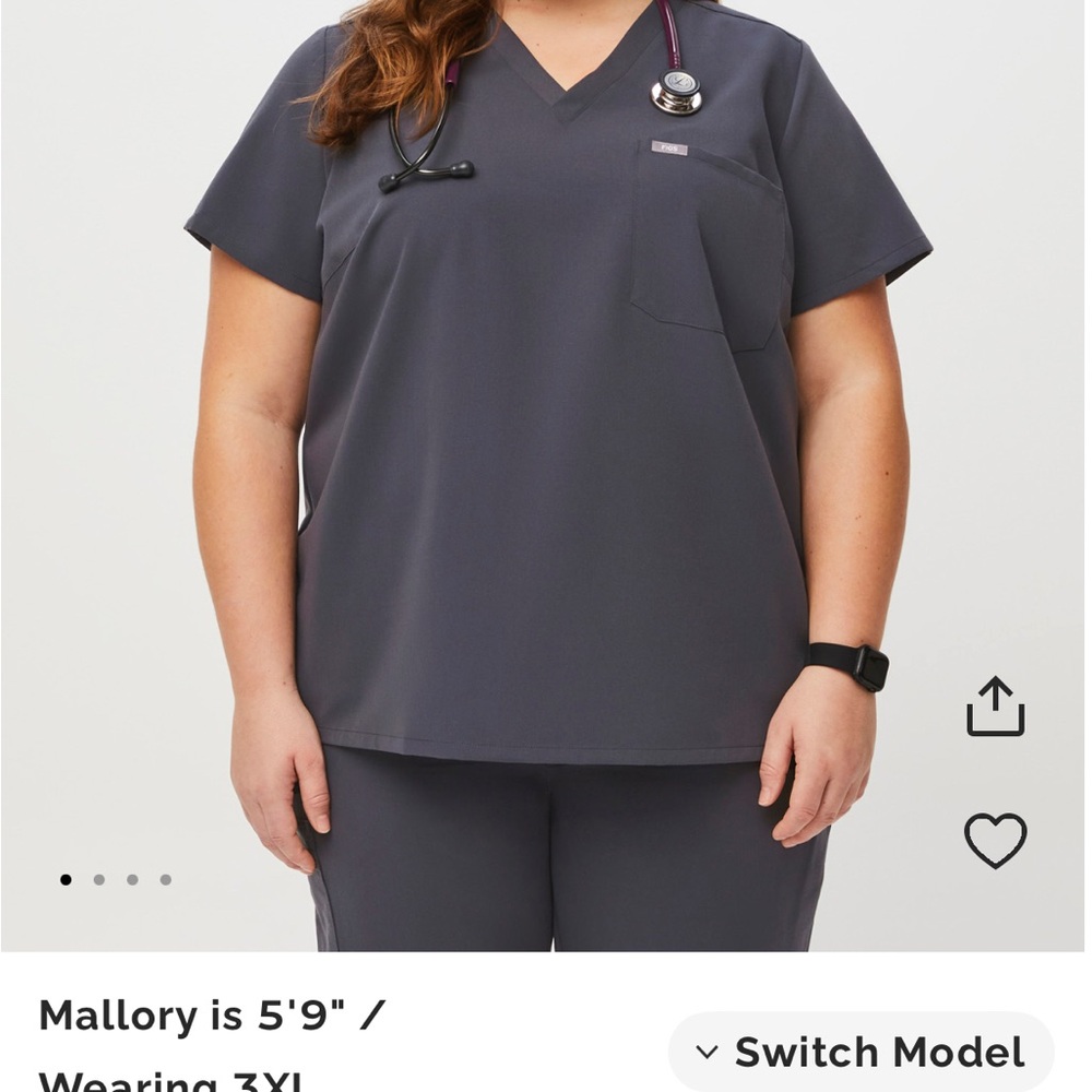 Figs Catarina Scrub Top - Charcoal